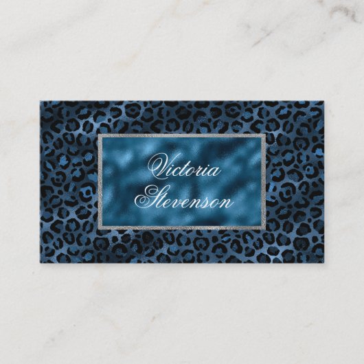 ブルーメタリックエレガントモダン名刺 名刺 (正面)