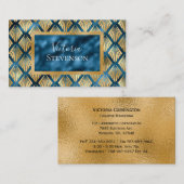 ブルーメタリックエレガントモダン抽象芸術 名刺 (正面/裏面)