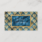 ブルーメタリックエレガントモダン抽象芸術 名刺 (正面)