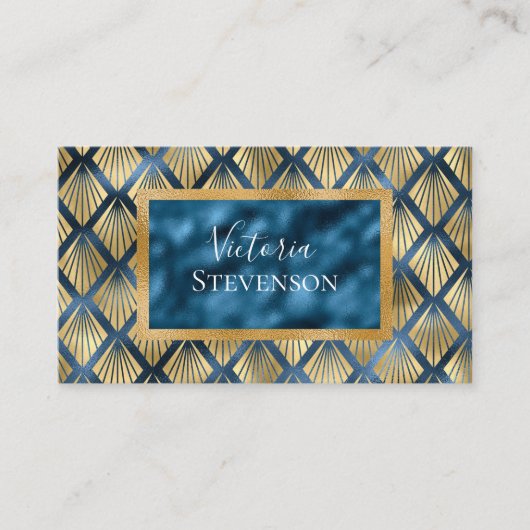 ブルーメタリックエレガントモダン抽象芸術 名刺 (正面)
