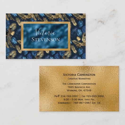 ブルーメタリックエレガントモダン 名刺 (正面/裏面)