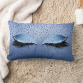 ブルーメタリックグリッター星目化粧まつ ランバークッション (ブランケット)