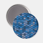 ブルーメタリックスケールフィッシュドラゴンマーメイドテクスチャ マグネット (正面/裏面)