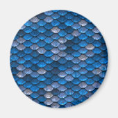 ブルーメタリックスケールフィッシュドラゴンマーメイドテクスチャ マグネット (正面)