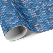 ブルーメタリックスケールフィッシュドラゴンマーメイドテクスチャ ラッピングペーパー (ロールコーナー)