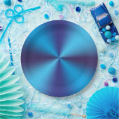 ブルーメタリックテクスチャデザイン ペーパープレート (パーティー)