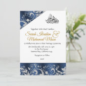 ブルーメタリックトレリスムス結婚リムズ 招待状 (スタンド正面)