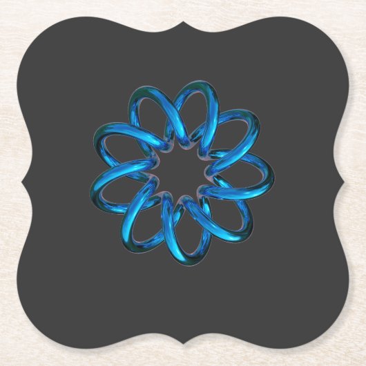 ブルーメタリックトーラスノット ペーパーコースター (正面)