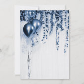 ブルーメタリックパーティーバルーンアイビーベイビーシャワー 招待状 (裏面)