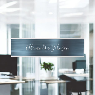 ブルーメタリックフォイルモダンビジエレガントネス サインプレート