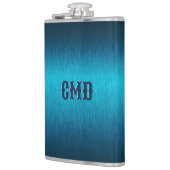 ブルーメタリックブラッシュアルミニウムルック フラスク (左)