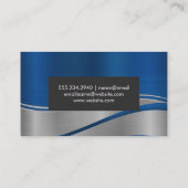 ブルーメタリック波の背景 名刺 (裏面)