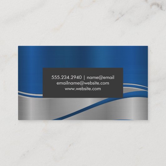 ブルーメタリック波の背景 名刺 (裏面)