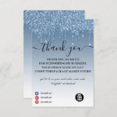 ブルーメタリック滴下グリッター事業 サンキューカード (正面/裏面)