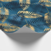 ブルーメタリック エレガントトロピカル ギフト ラッピングペーパー (角)