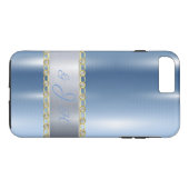 ブルーメタリック、ラインパーソナライズされたストーン Case-Mate iPhoneケース (裏面(横))