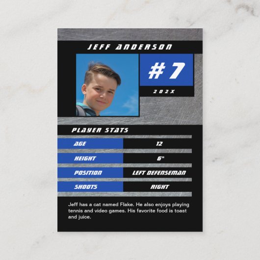 ブルーメタルアイスホッケートレーディングカード コーリングカード (裏面)