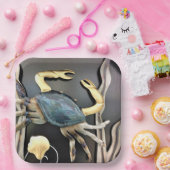 ブルーメタルアートカニ ペーパープレート (パーティー)