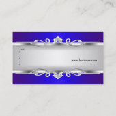 ブルーメタルクロムルッエレガントクホワイトスタイルシルバー 名刺 (裏面)