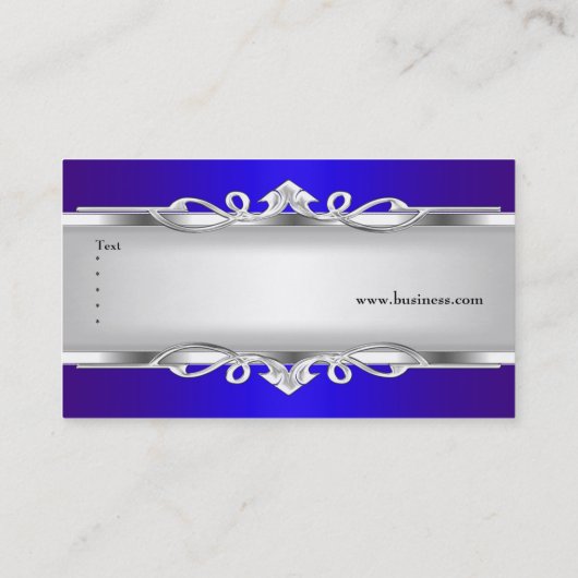 ブルーメタルクロムルッエレガントクホワイトスタイルシルバー 名刺 (裏面)