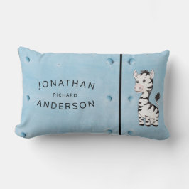 ブルーメタルスタッド水カラーゼブラ名前をカスタムする子 ランバークッション