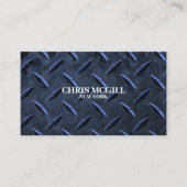 ブルーメタルテクスチャカスタム建築作業者 名刺 (正面)