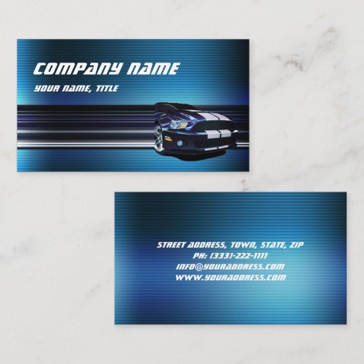 ブルーメタルマスタングカービジネスカード 名刺 (正面/裏面)