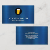 ブルーメタル背景ビールアイコン 名刺 (正面/裏面)