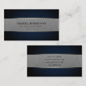 ブルーメッシュ | メタリックブラシ付きバナー 名刺 (正面/裏面)