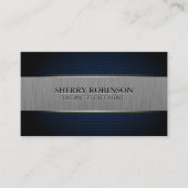 ブルーメッシュ | メタリックブラシ付きバナー 名刺 (正面)