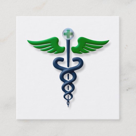 ブルーメディカルカドゥセスグリーンウィングススタイリッシュクロス スクエア名刺 (正面)