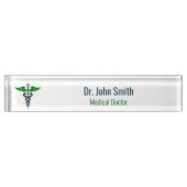 ブルーメディカルカドゥセスグリーンスタイリッシュウィングクロス デスクネームプレート (正面)