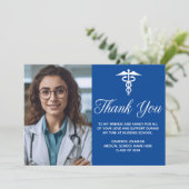 ブルーメディカルスクール卒業写真カスタム サンキューカード (スタンド正面)