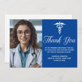 ブルーメディカルスクール卒業写真カスタム サンキューカード (正面/裏面)