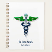 ブルーメディカルスタイリッシュカドゥセスグリーンウイングクロス プランナー手帳 (正面)