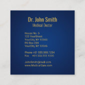 ブルーメディカル3Dカドゥセウス金ゴールドクロス スクエア名刺 (裏面)