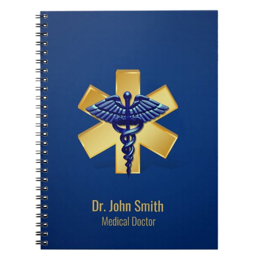 ブルーメディカル 3D ケドゥケウス ゴールドクロス ノートブック (正面)