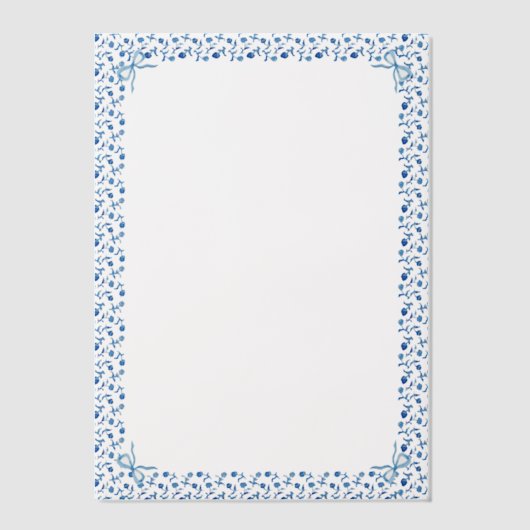 ブルーメディテラネアンタイルガーデンコケット結婚ボウ ベラム紙招待状 (正面)