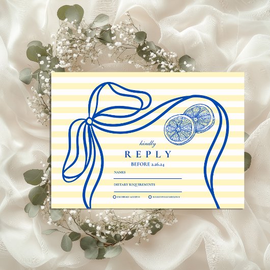 ブルーメディテランアンボウシトラスストライプス結婚ズ 出欠カード