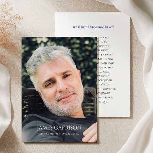 ブルーメモリアル葬儀祈りの言葉カード(写真付) エンクロージャーカード