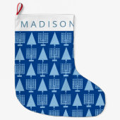 ブルーメリーインターフェイスクリスムカかわいい子供名 ラージクリスマスストッキング (正面)