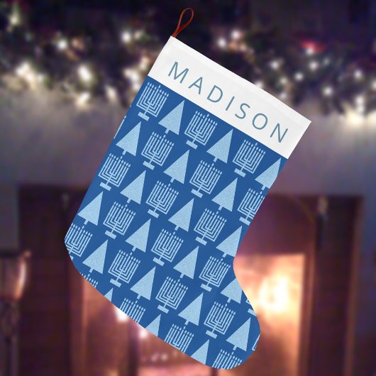 ブルーメリーインターフェイスクリスムカかわいい子供名 ラージクリスマスストッキング