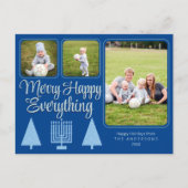 ブルーメリーインターフェイスファミリーキッズ3フォトホリデー ポストカード (正面)