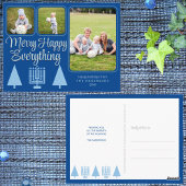 ブルーメリーインターフェイスファミリーキッズ3フォトホリデー ポストカード