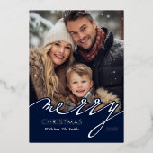 ブルーメリークリスマススクリプトの写真 箔シーズンカード (正面)