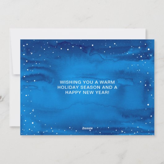 ブルーメリークリスマススクリプトオーバーレイホリデーフォト シーズンカード (裏面)