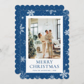 ブルーメリークリスマススノーフレーク写真 シーズンカード (正面/裏面)