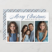 ブルーメリークリスマススリーフォトデザイン シーズンカード (正面/裏面)