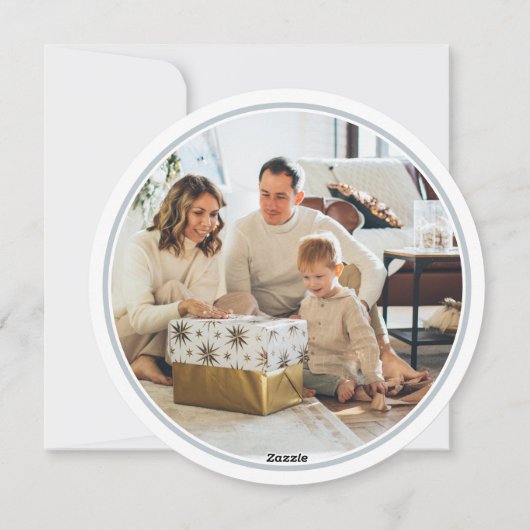 ブルーメリークリスマスタイポグラフィパーソナライズされた写真 シーズンカード (裏面)