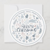 ブルーメリークリスマスタイポグラフィパーソナライズされた写真 シーズンカード (正面)